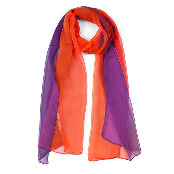 INSPIRE CHIC Women's Scarf Chiffon Silky Gradient Color Lightweight Long Wrap Shawl Orange Purple
