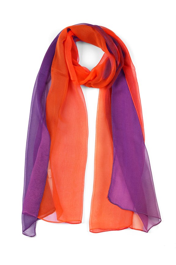 Women's Scarf Chiffon Silky Gradient Color Lightweight Long Wrap Shawl Orange Purple