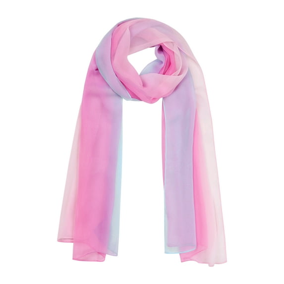 INSPIRE CHIC Women's Scarf Chiffon Silky Gradient Color Lightweight Long Wrap Shawl Pink Blue