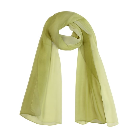 INSPIRE CHIC Women's Scarf Chiffon Silky Gradient Color Lightweight Long Wrap Shawl Dark Light Olive Green