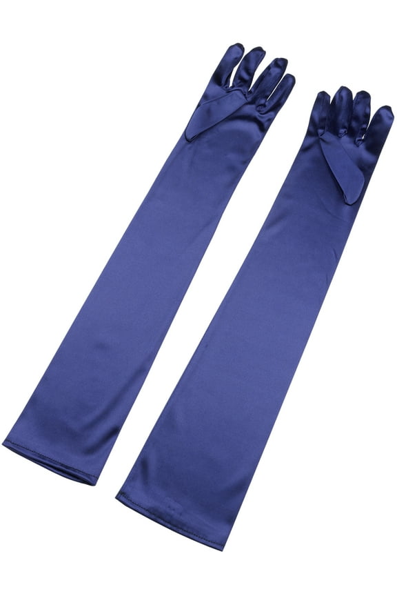 Women's Long Gloves 1920S Evening Party Full Finger Mittens Elegant Opera Glove Navy Blue One Size