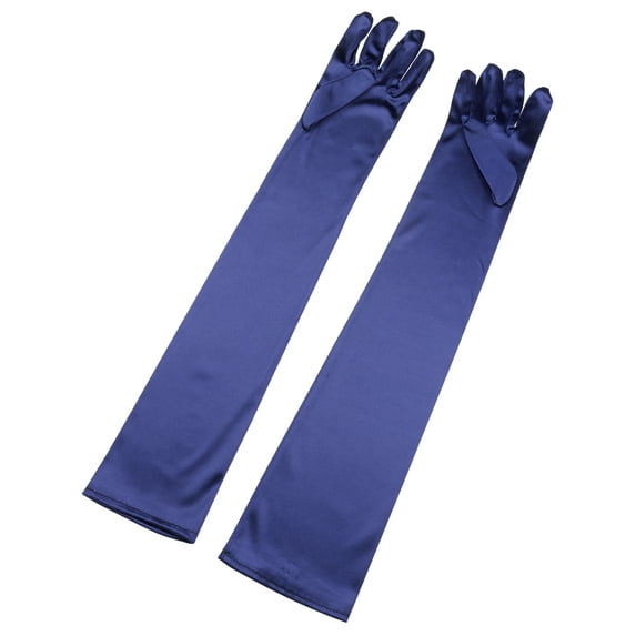 INSPIRE CHIC Women's Long Gloves 1920S Evening Party Full Finger Mittens Elegant Opera Glove Navy Blue One Size