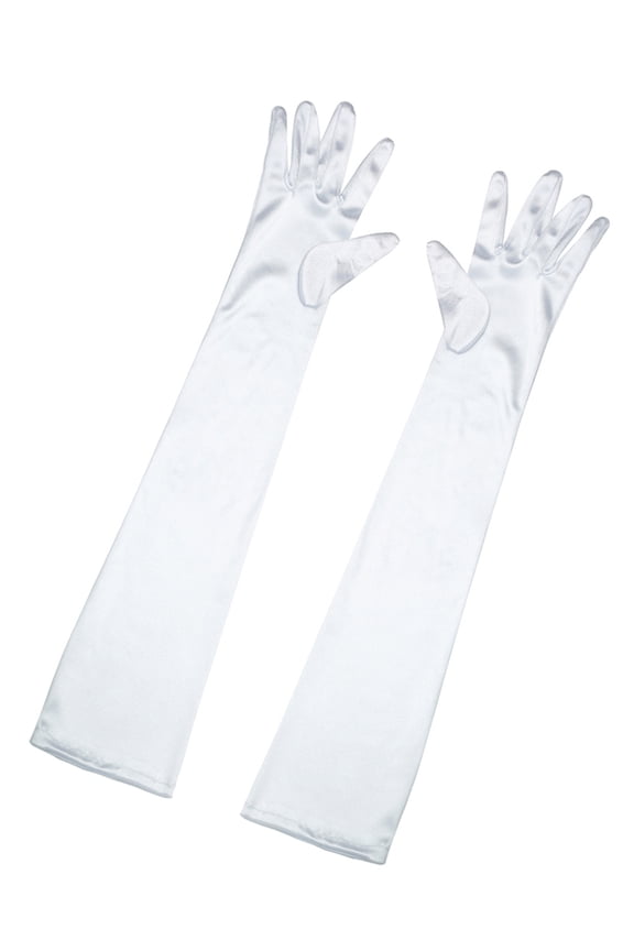 Women's Long Gloves 1920S Evening Party Full Finger Mittens Elegant Opera Glove White One Size