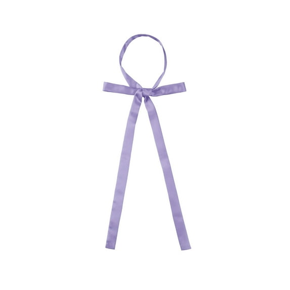 INSPIRE CHIC Women's Long Self Tied Bowtie Solid Color Adjustable Neck Elegant Bow Tie Light Purple One Size