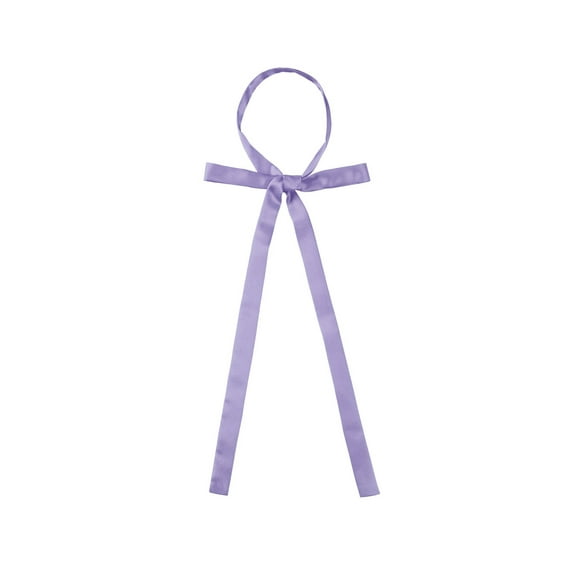 INSPIRE CHIC Women's Long Self Tied Bowtie Solid Color Adjustable Neck Elegant Bow Tie Light Purple One Size