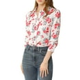 thumbnail image 1 of INSPIRE CHIC Women's Long Sleeve Button Up Casual Floral Shirts S White, 1 of 6