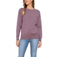 thumbnail image 1 of INSPIRE CHIC Women's Long Sleeve Crew Neck 2025 Fall Soft Basic Pullover Sweaters Top S Dusty Lavender, 1 of 6