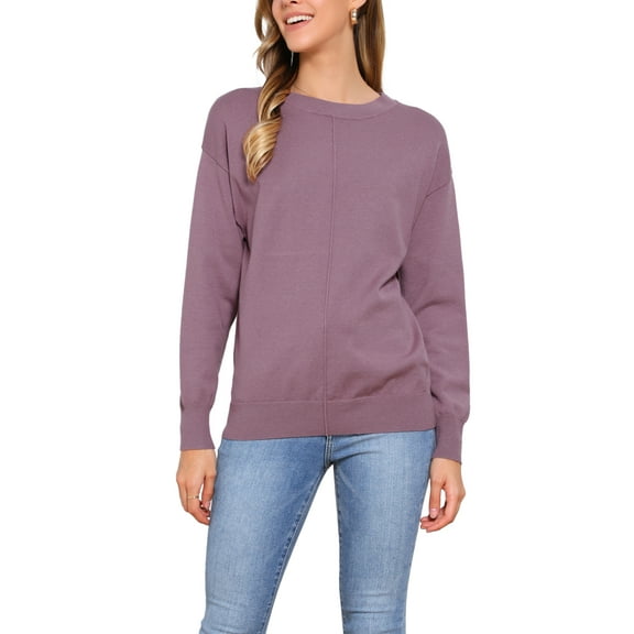 INSPIRE CHIC Women's Long Sleeve Crew Neck 2025 Fall Soft Basic Pullover Sweaters Top S Dusty Lavender