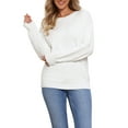thumbnail image 1 of INSPIRE CHIC Women's Long Sleeve Crew Neck 2025 Fall Soft Basic Pullover Sweaters Top XS White, 1 of 6