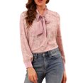 thumbnail image 1 of INSPIRE CHIC Women's Long Sleeve Floral Bow Tie Office Ladies Tops Chiffon Blouse XL Pink, 1 of 6