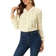 thumbnail image 1 of Allegra K Women's Long Sleeve Lace Trim V Neck Button Up Floral Blouse, 1 of 5