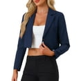 thumbnail image 1 of INSPIRE CHIC Women's Long Sleeve Open Front Notched Lapel Business Cropped Blazer Jackets XL Dark Blue, 1 of 6