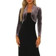 thumbnail image 1 of INSPIRE CHIC Women's Long Sleeve Open Front Velvet Cropped Bolero Shrug L Mauve, 1 of 7