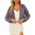 thumbnail image 1 of Allegra K Women's Long Sleeve Solid Color Collarless Shaggy Soft Faux Fur Coat, 1 of 6