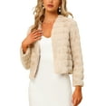 thumbnail image 1 of INSPIRE CHIC Women's Long Sleeve Solid Color Collarless Shaggy Soft Faux Fur Coat XL Apricot, 1 of 6