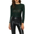 thumbnail image 1 of INSPIRE CHIC Women's Top Long Sleeve Sparkly Glitter Shiny Metallic Tops XL Green, 1 of 6