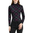 thumbnail image 1 of INSPIRE CHIC Women's Blouse Slim Fit Turtleneck Pleated Front Long Sleeve Knit Top S Purple, 1 of 8