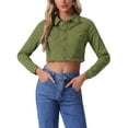 thumbnail image 1 of INSPIRE CHIC Women's Jean Jacket Frayed Button Up Washed Cropped Denim Jacket Green L, 1 of 7
