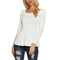thumbnail image 1 of INSPIRE CHIC Women's Tops Long Sleeves Scoop Neck Casual Peplum Shirts L White, 1 of 8
