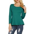 thumbnail image 1 of INSPIRE CHIC Women's Tops Long Sleeves Scoop Neck Casual Peplum Chic Shirt XS Blue Green, 1 of 8