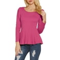 thumbnail image 1 of INSPIRE CHIC Women's Tops Long Sleeves Scoop Neck Casual Peplum Shirts XS Magenta, 1 of 7