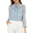 thumbnail image 1 of Allegra K Women's Long Sleeves Tie Neck Ruffle Collar Floral Print LeisureTop, 1 of 7