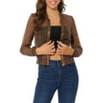 thumbnail image 1 of INSPIRE CHIC Women's Long Sleeves Zip Up See Through Lightweight Bomber Jacket M Brown, 1 of 7