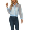 thumbnail image 1 of Allegra K Women's Long Sleeves Zip Up See Through Lightweight Bomber Jacket XL Light Blue, 1 of 6