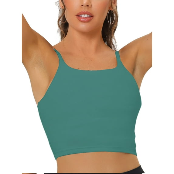 Allegra K Women's Longline Sports Bra Fitness Medium Impact Workout Wireless Padded Yoga Tank Tops