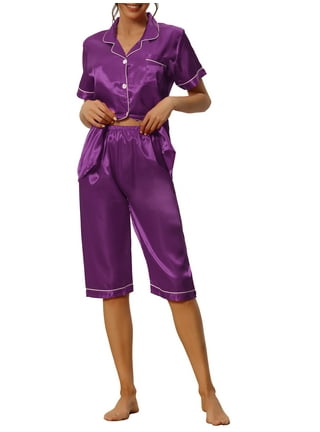 Tejiojio Women Clothes Clearance Womens Silk Satin Pajamas Set Two-Piece  Sleepwear Loungewear Button-Down Sets 