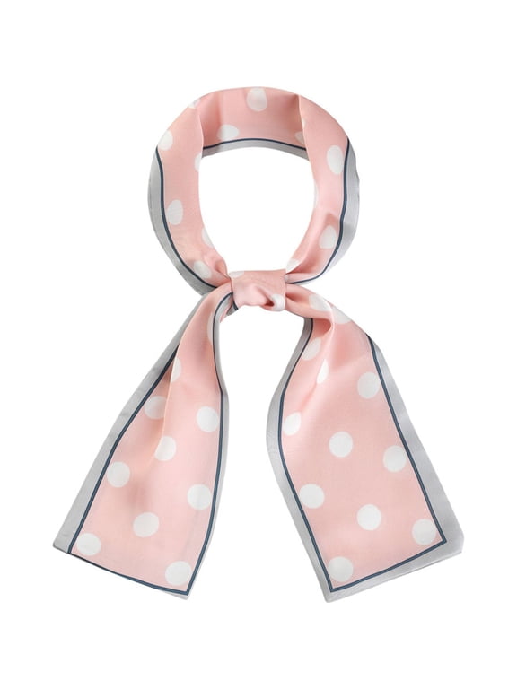Women's Lovely Polka Dots for Bag Hair Band Neck Wraps Scarf Pink Big Dot