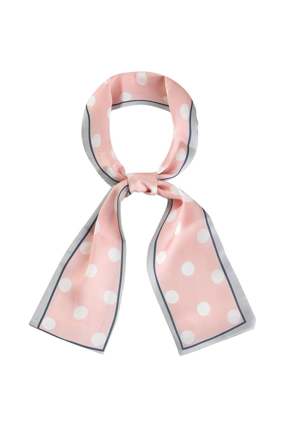 Women's Lovely Polka Dots for Bag Hair Band Neck Wraps Scarf Pink Big Dot