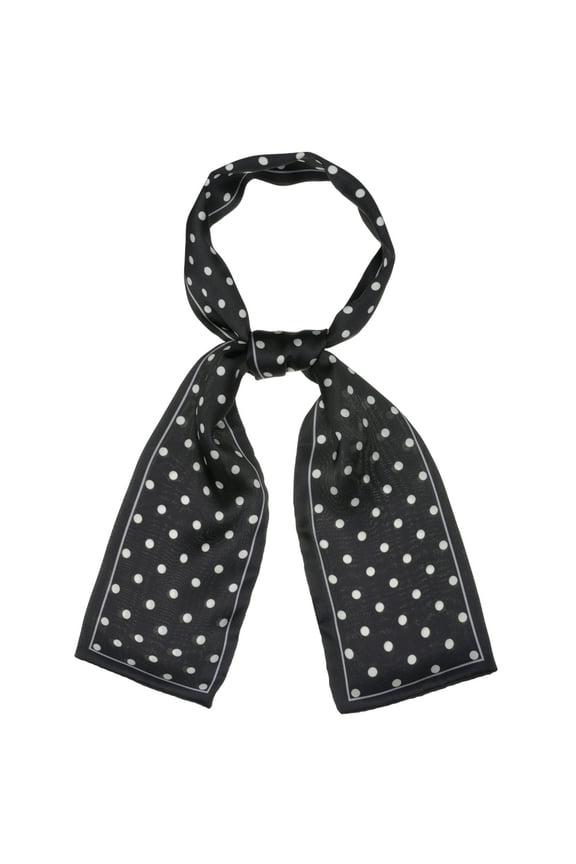Women's Lovely Polka Dots for Bag Hair Band Neck Wraps Scarf Black Small Dot