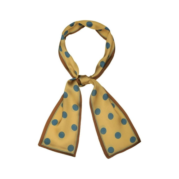 INSPIRE CHIC Women's Lovely Polka Dots for Bag Hair Band Neck Wraps Scarf Brown Big Dot
