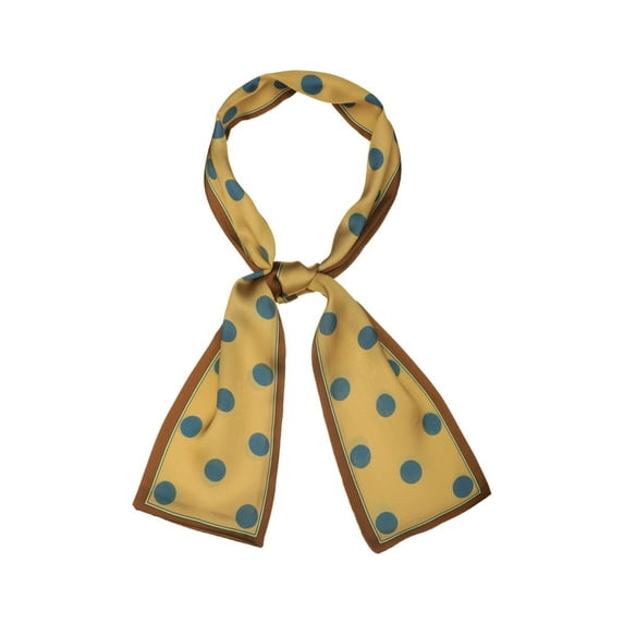 INSPIRE CHIC Women's Lovely Polka Dots for Bag Hair Band Neck Wraps Scarf Brown Big Dot