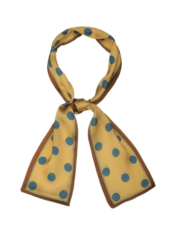 Women's Lovely Polka Dots for Bag Hair Band Neck Wraps Scarf Brown Big Dot