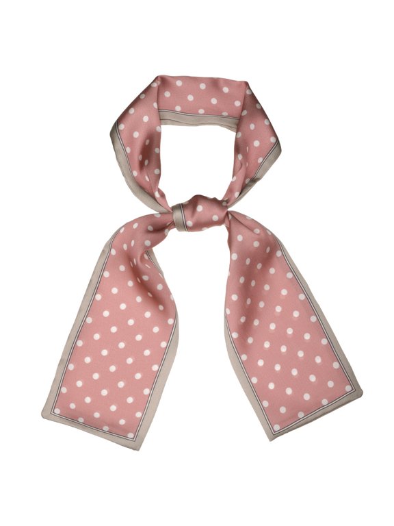 Women's Lovely Polka Dots for Bag Hair Band Neck Wraps Scarf Pink Small Dot