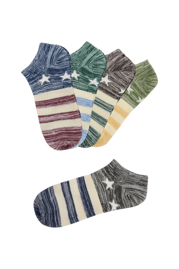 Women's Low Cut Ankle Length Stripes Stars Pattern Socks Assorted Color women shoe 4-8