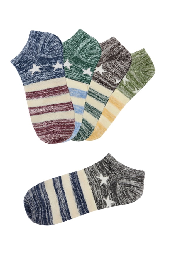 Women's Low Cut Ankle Length Stripes Stars Pattern Socks Assorted Color women shoe 4-8
