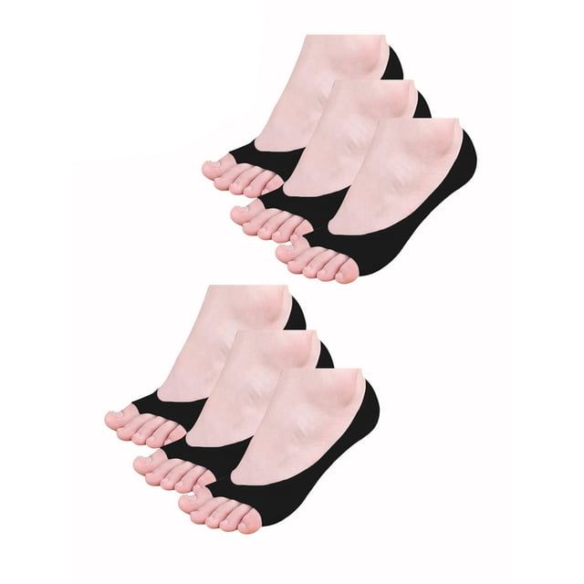 Allegra K Women's Low Cut No Show Heel Grip Toeless Boat Socks