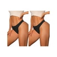 thumbnail image 1 of NOMADIC NOOK Women's Low-Rised Satin Bikini Panties Elastic Lace Waist Thongs Underwear 2 Packs S Black, 1 of 4