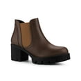 thumbnail image 1 of BLISSFUL STEP Women's Lug Sole Block Heel Chelsea Closed Toe Ankle Boots Coffee 6, 1 of 8