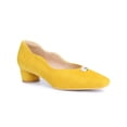 thumbnail image 1 of BLISSFUL STEP Women's Mental Buckle Slip on Block Heels Pumps Yellow (Size 7.5), 1 of 8
