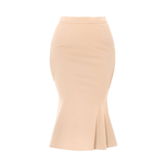 INSPIRE CHIC Women's Mermaid Skirt Hight Waist Metal Decor Fishtail Pencil Midi Skirt M Apricot