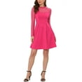 thumbnail image 1 of INSPIRE CHIC Women's Mesh See Through Heart Sheer Sleeve Skater Party Dress XL Hot Pink, 1 of 7