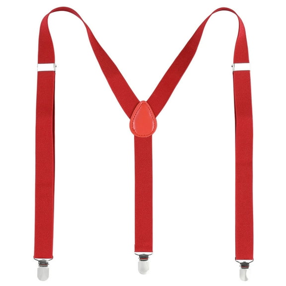 INSPIRE CHIC Metal Clamp Y Shaped Adjustable Suspender Clip Braces Bright Red One Size