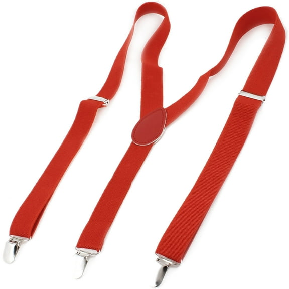 INSPIRE CHIC Metal Clamp Y Shaped Adjustable Suspender Clip Braces Red One Size