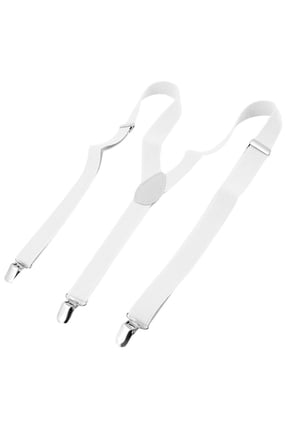 Halloween Metal Clamp Y Shaped Adjustable Suspender Clip Braces White One Size