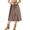 thumbnail image 1 of INSPIRE CHIC Women's Metallic Accordion Elastic Waist Midi Pleated Skirts, 1 of 6