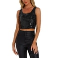 thumbnail image 1 of INSPIRE CHIC Women's Metallic Sequin Crop Top Sparkle Glitter Sleeveless Party Club Tank Top S Black, 1 of 6